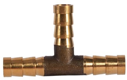 Keenso 3-Way T-piece Fuel Hose Barbed Connector, Brass Joiner Hose Joiner Adapter for Fuel Air Water Gas Oil Calor Gas Pipe T Piece 8mm Airline Tee Auto Body Repair