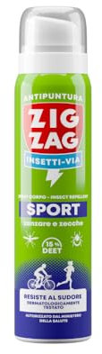 ZIG ZAG Insettivia, Spray Anti Zanzare, Antizanzare Sport Spray Corpo Profumato Menta e Rosmarino, Formato 100 Ml