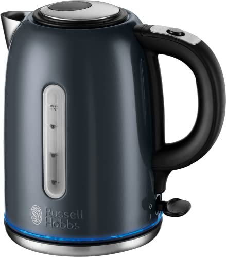 Russell Hobbs 20463 Quiet Boil Kettle - Fast Boil Kettle with Dual Water Windows, 1.7 Litre, Grey