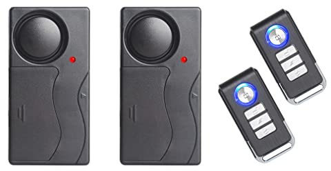 Lancoon 2 Packs D'alarme Antivol, Système De Sécurité Anti-Effraction à Capteur De Mouvement Réglable à Sensibilité élevée De 110 DB pour Porte Fenêtre Vélo Moto