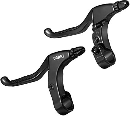 corki Cycles Paar Fahrradbremshebel -2,5cm Durchmesser Aluminiumlegierung Fahrradbremsgriff für Mountainbike, Rennrad - Schwarz