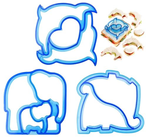 I Panini Per Bambini Tagliano i Coltelli，3 Pezzi Stampo Per Pane e Biscotti，Taglierina Per Toast，Stampo Per Biscotti in Plastica Blu，Adatto Per Panini, Biscotti e Pranzi