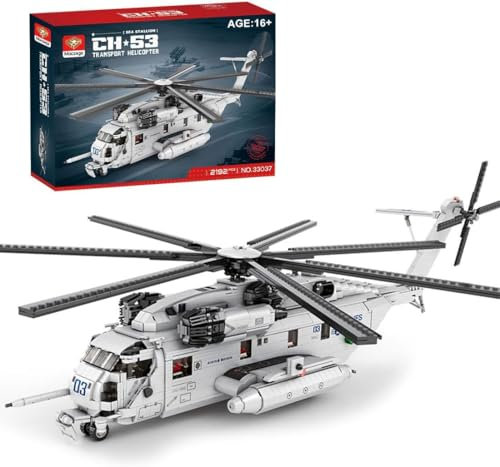 Technik Militär Flugzeug Bausteine, 2192 Teile 1/35 CH-53E Super Stallion Moderner Militärischer Hubschrauber, Mocsage Modellbausatz Flugzeug Kompatibel mit großen Marken