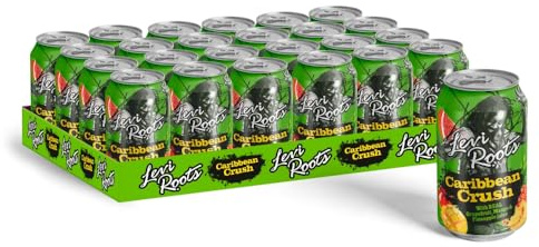 Levi Roots Caribbean Crush – Sparkling Fruit Juice Drink – Grapefruit, Mango & Pineapple – 24 x 330ml Cans – Vegetarian – Tropical Flavour – Party & Vending Pack