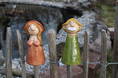 Holzwurm Figurine de clôture Franz - Tabouret de clôture - Figurine décorative pour clôture de jardin - En céramique - Hauteur : 20 cm