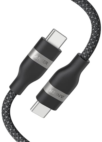 Anker Câble USB-C, 240W Tressé Upcyclé usb-c vers usb-c, Chargeur Type C Rapide, Câble pour iPhone 16/16 Pro / 16 Plus / 16 ProMax, MacBook Pro, iPad Pro/Air 4, Galaxy S23 et autres(0,9m, Noir)