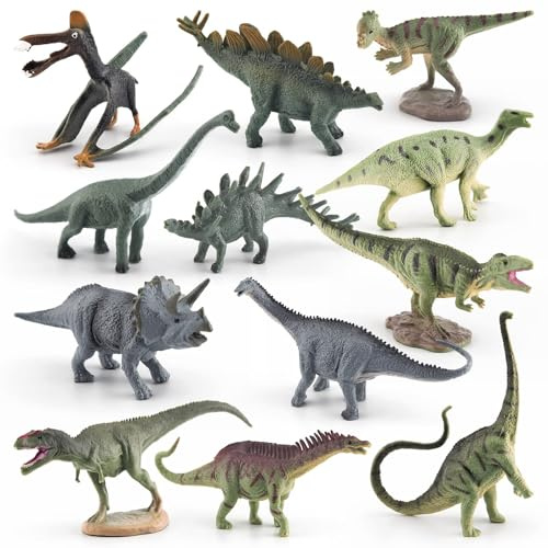 ZOSIGN Jouet Dinosaure, 12 Pièces Figurines Réalistes, Mini Dinosaures Éducatifs pour Enfants, Décorations Fête et Cadeaux d'Anniversaire