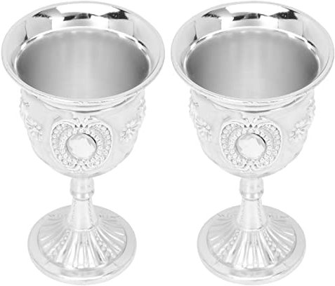 Amosfun 4 Pièces grand verre à vin calice de vin coupe des bénédictions en buvant coupe d'offrande d'eau tasses chope de bière mug cafe gobelets en alliage coupe de style européen