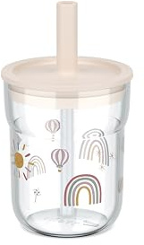 Mepal - Vaso Infantil con Pajita Mio - Tapa flexible con pajita inteligente a prueba de insectos - Admite todos los líquidos - Apto para el lavavajillas - 250 ml - Sunshine & Rainbow