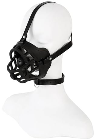 Bavaglio per bocca per bondage Bavaglio per museruola per cane Bavaglio estremo in silicone con collare in pelle regolabile Reggicalze fetish BDSM Gioco sessuale Bocca aperta(M)