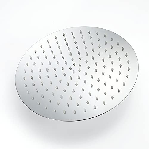 Pomme de douche ronde ultra fine de 30,5 cm – Pommeau de douche à effet pluie fixe stimulant la pression, facile à nettoyer et à installer pour une expérience spa luxueuse