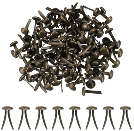 PATIKIL 120 Pcs Brads Paper Fasteners, 8 x 4.5 mm Metal Round Head Split Pins, Prong Brads for Scrapbooking Leather Craft Decorative DIY Supplies, Bronze
