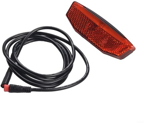 Glomc Fanale posteriore a LED per bici elettrica, 36 V, 48 V, con 7 LED, per bicicletta elettrica e scooter elettrico, alloggiamento in ABS, cavo da 120 cm, connettore SM, luce di sicurezza rossa