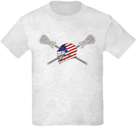 CafePress American Flag Lacrosse Helmet Kids Light T Shirt Kids Graphic Cotton T-Shirt