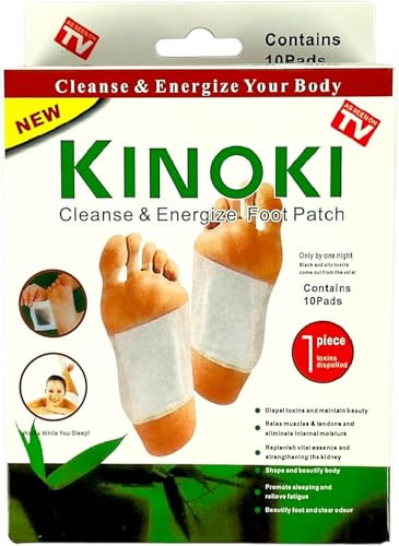 Kinoki Almohadillas para el cuidado de tu salud, 10 parches naturales de primera calidad, almohadillas adhesivas para aliviar el dolor de pies, elimina los olores desagradables de los pies,