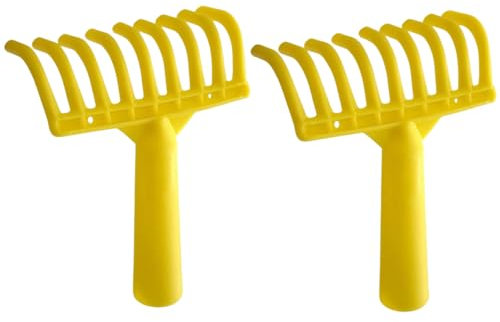 acquaverde | 2 Rastrelli in Plastica, Pettine a 9 Denti per Raccolta Olive con Foro Universale per Manico, Giallo