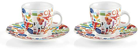 Guzzini - Gocce, ALPHABET, Set 2 Tazzine Caffè in Porcellana - Multicolore, 80 cc - 10850152