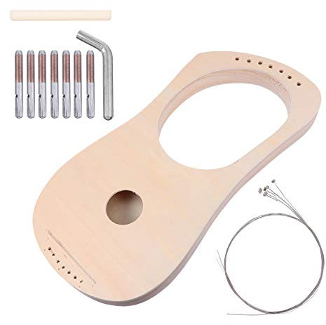 Milisten DIY Holz Harfe Material Kit Leier Harfe 7 Saiten DIY Set Kinder Spaß Kunst Unvollendete Instrument mit Saitensattel Saite Pfosten-Stimmschlüssel