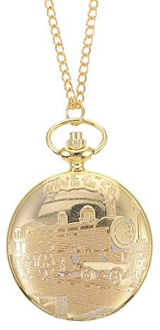 Hemobllo Gold Train Pocket Watch Antique Chest Watch with Chain Vintage Retro for Men Souvenir Pocket Gift for Daily Time Checking and Decoration
