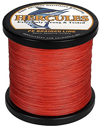 HERCULES Geflochtene Angelschnur 12 Stränge, 100-2000m 109-2196 Yards Geflochtene Fisch Linien, 10lb - 420lb Test-PE-Schnüre für Salzwasser-Süßwasser - Rot, 420lbs, 2000m