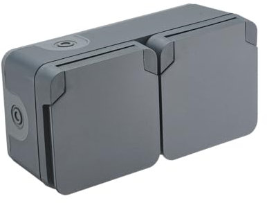 DEBFLEX - Cyklone - Double Prise Extérieure Etanche - Prise Electrique Murale IP55 - Intérieur/Extérieur - Installation En Saillie - Anthracite - 75 x 150 x 55 mm