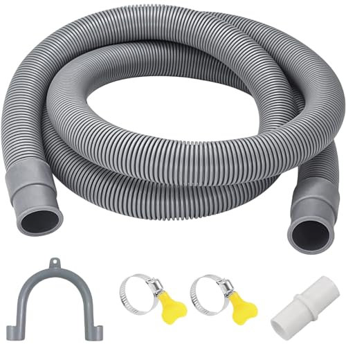 Ablaufschlauch Waschmaschine,1/1.5/2/3M Waschmaschinen Ablaufschlauch Verlängerung,Waschmaschine Abwasserschlauch,Abwasserschlauch Spülmaschine Universal mit Bügel,Schlauchverbinder,Schlauchschelle