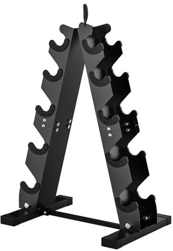 DERACY Dumbbell Rack Stand Only, Heavy Duty A-Frame Dumbbell Storage Rack, 5 tier Steel Dumbbell Holder for Home Gym Space Saver