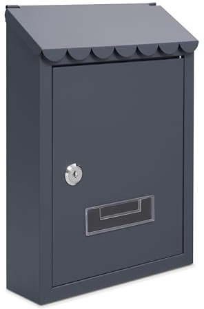 Assorted Collections Buzón de Pared, Buzón de Acero galvanizado con Cerradura y 2 Llaves, Buzón a Prueba de Clima, fácil de Instalar 21x30x7cm (Gris)