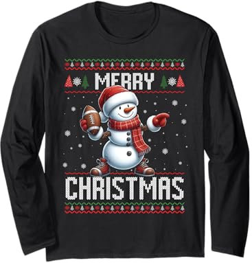 Schneemann American Football Merry Christmas Snow Langarmshirt