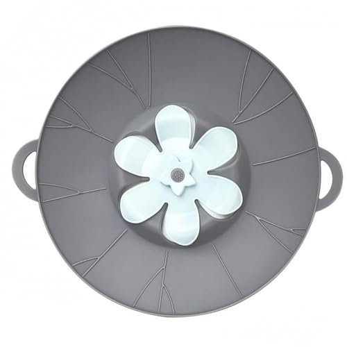 Spill Stopper Silicone Lid Cover, Reusable Heat-Resistant Lid Boiling Kitchen Safeguard, Kitchen Tools Steam Vent Pan and Pot Lids for Pots with a Diameter of 15-26cm (Grey)