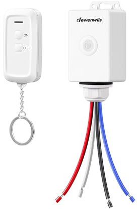 DEWENWILS Outdoor Wireless Light Switch Kit, 230V/15A/3000W, No Wiring, 30M RF Range, IP65 Waterproof, Expandable Remote Wall Switch and Receiver for Lamp, Ceiling Light, Fan, White