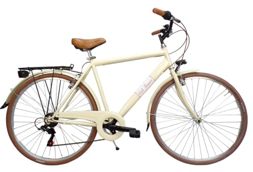 Cicli Tessari - bicicletta uomo bici da passeggio city bike 28'' vintage cambio 6 velocita'. (beige, 54(mt.1,75/1,90))