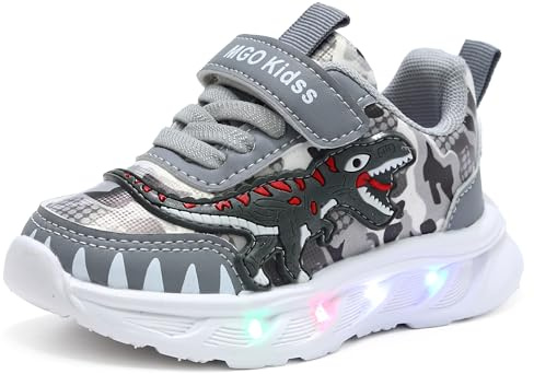 XSportmode Zapatos luminosos LED for niños, zapatillas de primavera y otoño for niños de 1 a 6 años, zapatillas intermitentes for interior y exterior(Gray,27 EU)