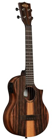 Kala Amara Tri-Top Tenor Ukulele with Cutaway & EQ – Gift, Striking Wood Design, Electric-Acoustic, Rich Tone, 4-String Ukulele