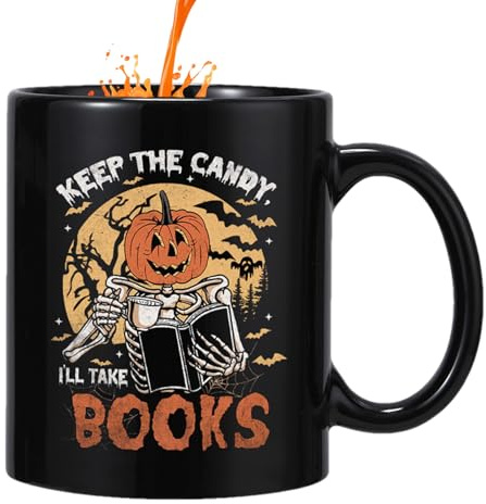 TAPA TEA SPOCKY - Coppa di caffè in ceramica di Halloween fantasma, capacità di 400 ml | Coppa di bevande calde per ufficio, latte, cucina, cacao, decorazioni per le vacanze, tazza spaventosa