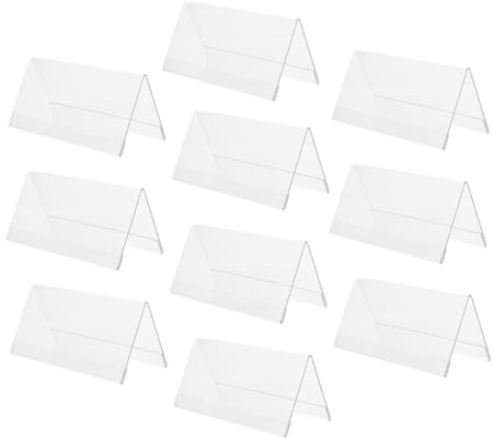 DIYEAH 10 Piezas Soportes de Acrílico Transparentes para Placa Nombre Escritorio de Letreros de Mesa para Conferencias y Exhibiciones Placas Sin Burrs Cortantes Fácil Limpieza y