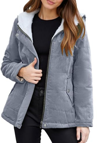 Generisch Abrigo corto acolchado de invierno para mujer, con forro polar, chaqueta gruesa y cálida, abrigo informal para temporada fría, Bu2., L