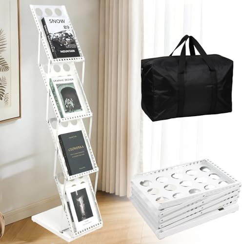 Magazine Brochure Display Stand, Portable Folding Magazine Rack Exhibition