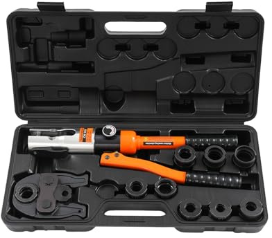 Professionell presstång V-kontur och TH-kontur, 10 t kopparrör presstång set med V12 V15 V18 V22 V28 och TH16 TH20 TH26 TH32 matris, hydraulisk rörkrimptång för rostfritt stål, aluminium och plaströr