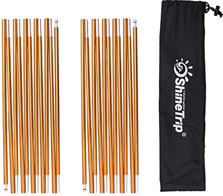 Azarxis Zeltstange Reparatur Set, Alu Teleskopstangen, Ersatzgestänge Einstellbar Zubehör für Zelt Camping Wandern (Gold - 3.33m)