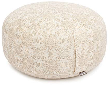Bodhi Cojín de meditación Rondo Ø 33 cm | Maharaja Collection | Cojín de yoga con funda extraíble y lavable de algodón 100% | Cojín de suelo con relleno de ceiba | Madurai/Crudo