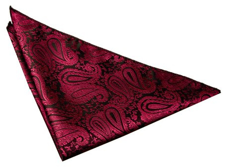 DQT Mens Red Solid Plain Stripe Floral Paisley Polka Dot Pocket Square - Paisley Burgundy