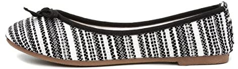 Lilley Womens Black & White Stripe Ballerina - Size 4 UK - Black