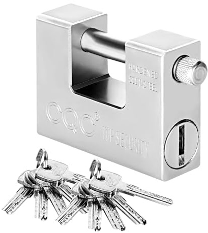 Shoze 10 Keys 1.1KG Container Padlock 94mm Heavy Duty Padlocks Industrial Rectangular Padlock Anti Drill Anti Pick Cylinder Security Shackle Chain Lock for Container Garage Warehouse Shed Motorbike
