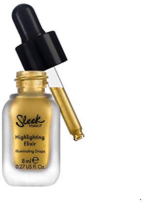 Sleek MakeUP Highlighting Elixir, Liquid Highlighter Illuminating Drops For a Radiant Glow, Drippin (Yellow Gold), 8ml