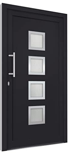 vidaXL Porta di Ingresso con Accessori Sicurezza Eleganza Entrata Casa Edifici Soglia Alluminio Rinforzi e Anima in Acciaio Antracite 108x200 cm