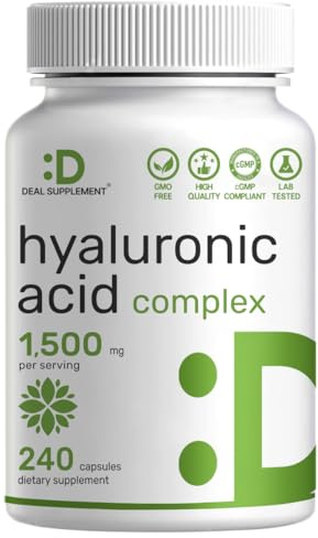 DEAL SUPPLEMENT Hyaluronic Acid Complex 1,500mg – 240 Capsules, with MSM & Vitamin C
