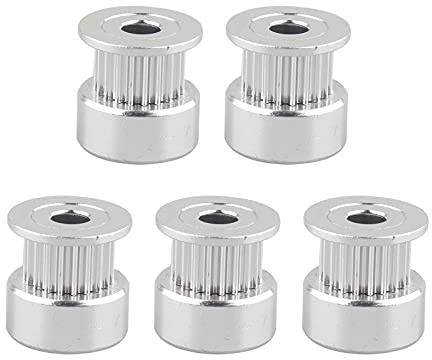 HALJIA 5 Pezzi Puleggia Dentata Alluminio 5mm Foro GT2 20 Denti per Stampante 3D Reprap Cinghia Distribuzione 6mm, GT2 20 Denti Cinghia Dentata in Alluminio Ruota Sincrona a Flangia da 5 mm