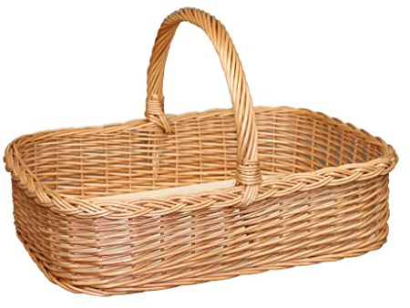 Flätkorg / trug trädgård och hem – bricka med handtag för grönsaker eller frukt / bärbar förvaringskorg / handvävd / naturlig
