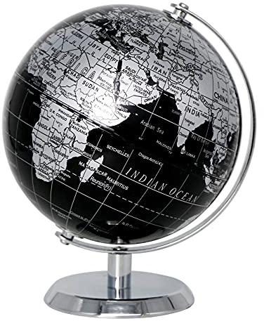 TOPGLOBE 14cm World Globe with Stainless Steel Stand for School and Office | Clear English Political Map With Smooth Rotation For Geography Learning Travel Planning And Modern Room Display